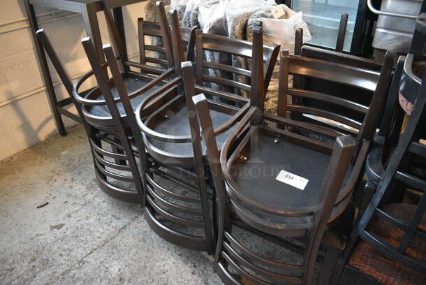 6 Wood Pattern Dining Chairs w/ Black Seat Cushion. 17x17x35. 6 Times Your Bid! - Image 4 of 4