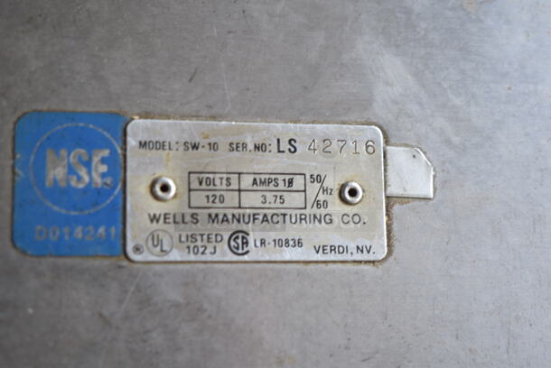 Wells SW-10 Stainless Steel Commercial Countertop Food Warmer. 120 Volts, 1 Phase. Tested and Working!  - Image 4 of 4