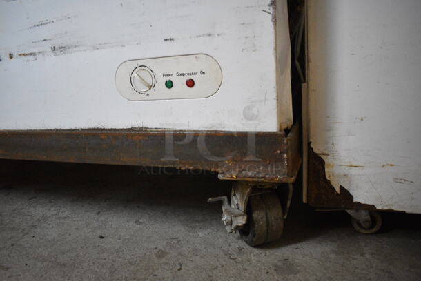 Galaxy Model 177CF20HC Chest Freezer w/ Hinge Lid on Custom Cart w/ Commercial Casters. 71.5x28x38.5. Tested and Working! - Image 8 of 8