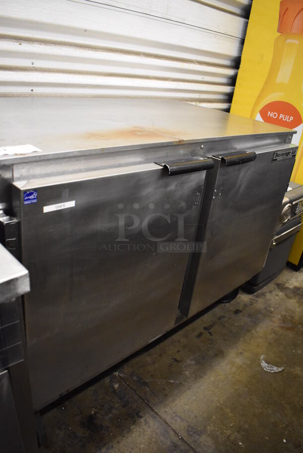 Beverage Air UCR48A Stainless Steel Commercial 2 Door Undercounter Cooler on Commercial Casters. 115 Volts, 1 Phase. 48x30x34. Tested and Powers On But Does Not Get Cold - Image 5 of 8