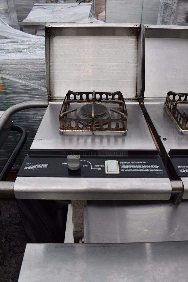 Metal Outdoor Propane Gas Powered 4 Burner Range on Commercial Casters. Comes w/ Cover. 79x23x42 - Image 6 of 12