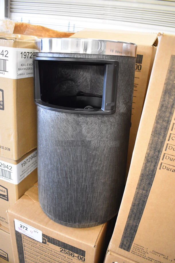 4 BRAND NEW IN BOX! Rubbermaid 2586-00 Black Metal Duramold Ash / Trash Smoking Urns. 11x11x19. 4 Times Your Bid! - Image 2 of 4