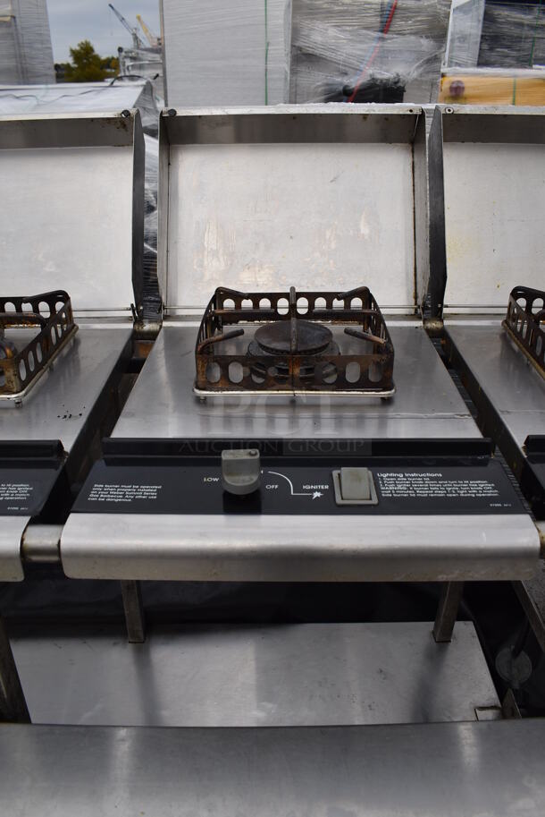Metal Outdoor Propane Gas Powered 4 Burner Range on Commercial Casters. Comes w/ Cover. 79x23x42 - Image 8 of 12