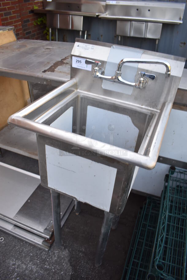 Stainless Steel Commercial Single Bay Sink w/ Faucet and Handles. 20.5x21x44 - Image 3 of 6