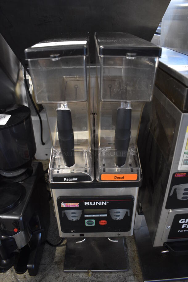 2013 Bunn MHG Stainless Steel Commercial Countertop 2 Hopper Coffee Bean Grinder. 120 Volts, 1 Phase. 10x16x29.5. Tested and Working! - Image 1 of 6