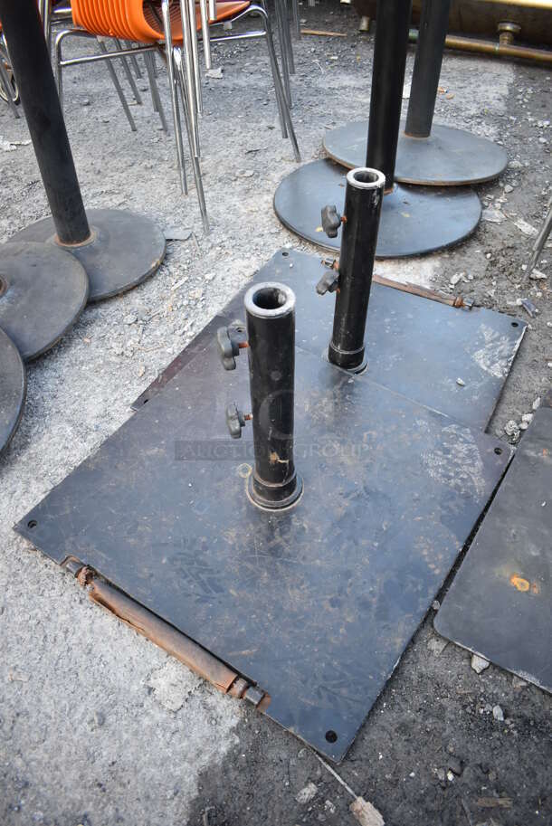 4 Metal Bases; 3 Patio Umbrella Bases and 1 Table Base. 24x24x16, 20x20x28. 4 Times Your Bid! - Image 3 of 4