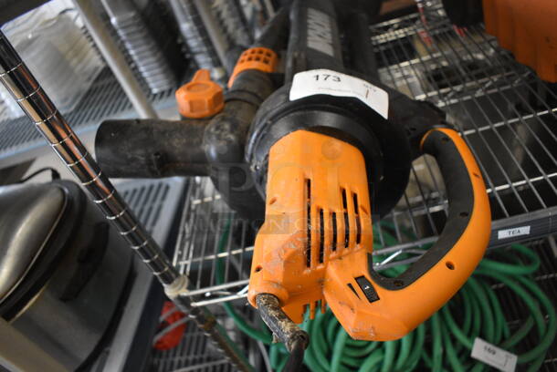 Worx Orange and Black Leaf Blower. 36x7x10. Tested and Working! - Image 3 of 3