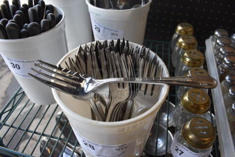 ALL ONE MONEY! Lot of Metal Forks in Poly Bin. 8.5"