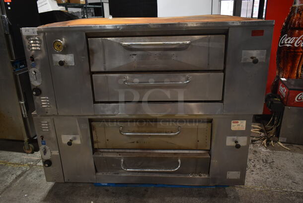 2 Morello DS805 Stainless Steel Commercial Natural Gas Powered Single Deck Pizza Oven w/ Cooking Stones and Legs. 2 Times Your Bid!