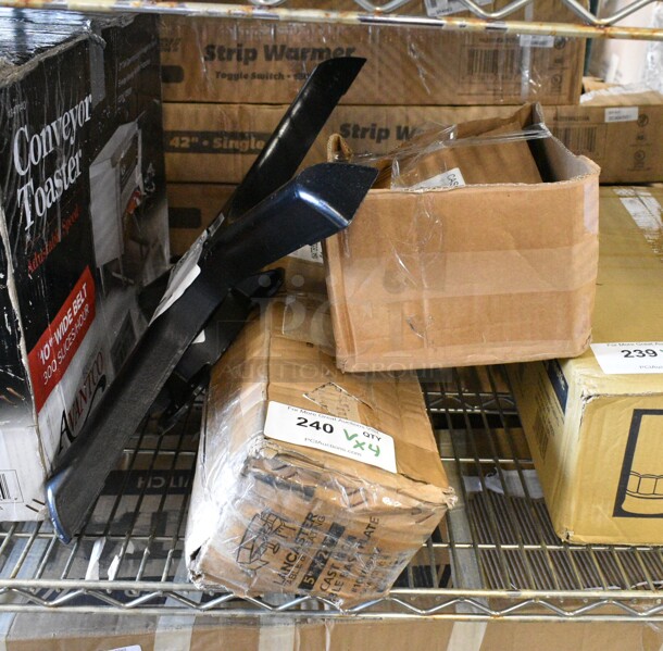 4 BRAND NEW SCRATCH AND DENT! Items Including Lancaster Table & Seating 164TB5222 5" x 22" Straight Cast Iron Table Base Plate, Avantco 178A3PCKIT4 3" Swivel Plate Casters with Mounting Hardware - 4/Set, 164TB2222 Lancaster Table & Seating 22" x 22" Cross Cast Iron Table Base Plate, 164TS1000 Lancaster Table & Seating 10" Cast Iron Table Base Spider. 4 Times Your Bid!  - Image 2 of 6