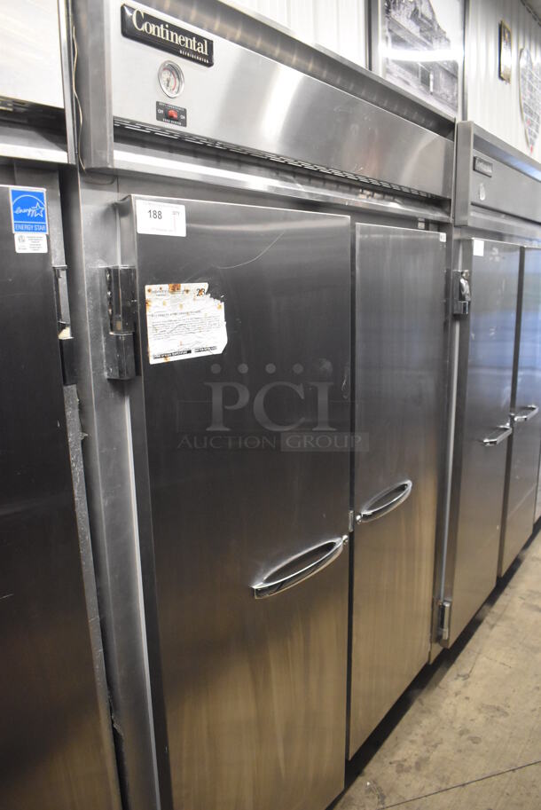 Continental 2RE Stainless Steel Commercial 2 Door Reach In Cooler on Commercial Casters. 115 Volts, 1 Phase. 57x34x82. Tested and Working! - Image 2 of 6