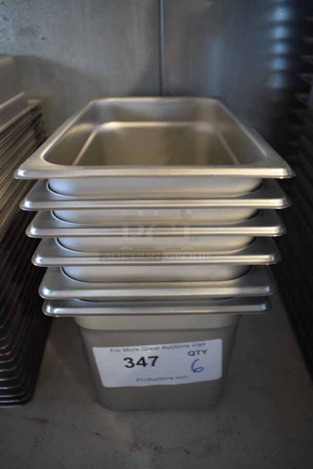 6 Stainless Steel 1/4 Size Drop In Bins. 1/4x6. 6 Times Your Bid!