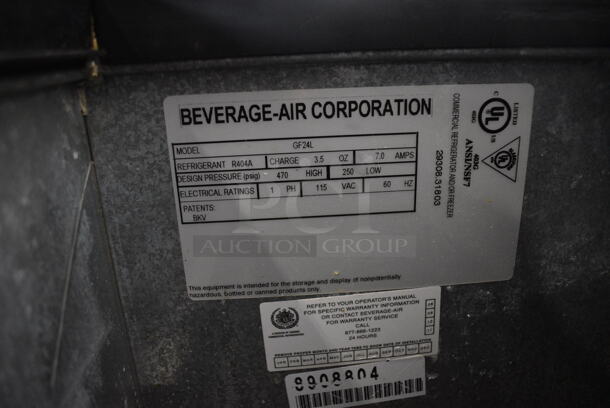 Beverage Air Model GF24L Stainless Steel Commercial Bottled Back Bar Cooler w/ Sliding Lid. 115 Volts, 1 Phase. 24x26x33.5. Tested and Working! - Image 7 of 7