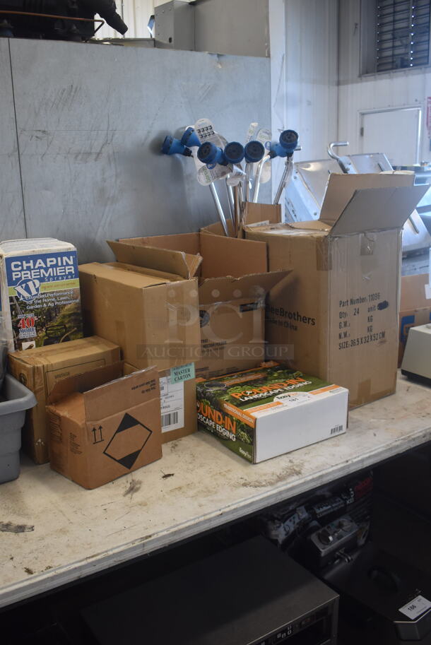 ALL ONE MONEY! LOT of 9 Boxes of BRAND NEW PRODUCT Including Landscape Edging, Scotch Spray Mount Case, Chemical Sprayer, Hoses, Bee Traps and MORE!  - Image 2 of 11