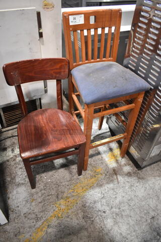 2 Wooden Chairs; Dining Height and Bar Height. 2 Times Your Bid!