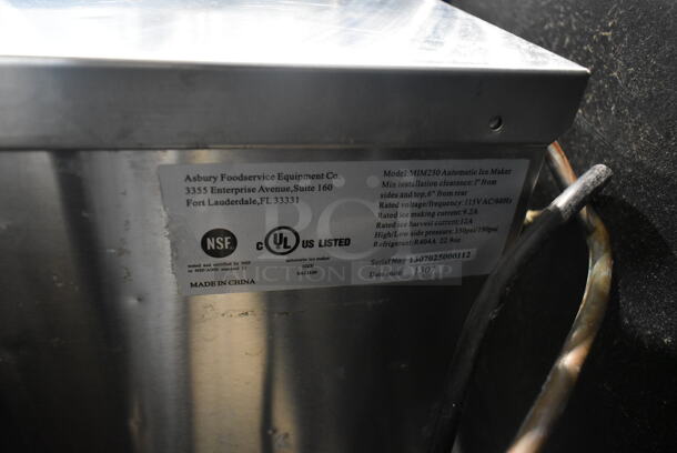 2013 Asbury MIM250 Stainless Steel Commercial Self Contained Undercounter Ice Machine. 115 Volts, 1 Phase.  - Image 5 of 5