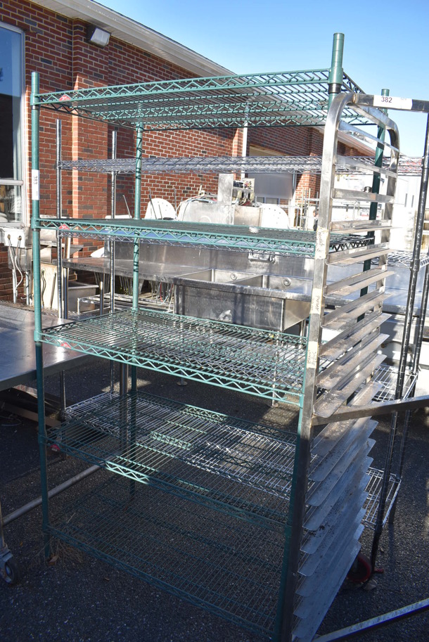 Green Finish 5 Tier Wire Shelving Unit. BUYER MUST DISMANTLE. PCI CANNOT DISMANTLE FOR SHIPPING. PLEASE CONSIDER FREIGHT CHARGES. 42x24x74 - Image 3 of 3