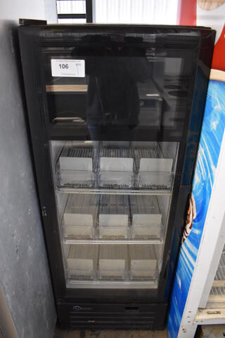 SG Merchandising Solutions SDH-12LCD-R Metal Commercial Single Door Reach In Cooler Merchandiser. 110 Volts, 1 Phase. 23x24x61. Cannot Test Due To Missing Power Switch