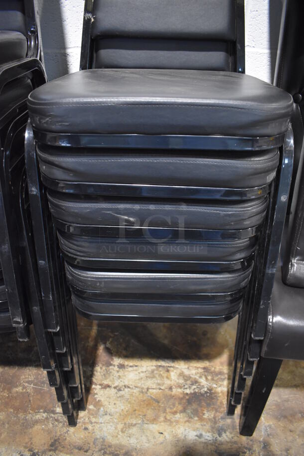 6 Black Metal Stackable Banquet Chairs w/ Black Seat Cushion. 18x20x35. 6 Times Your Bid! - Image 4 of 4