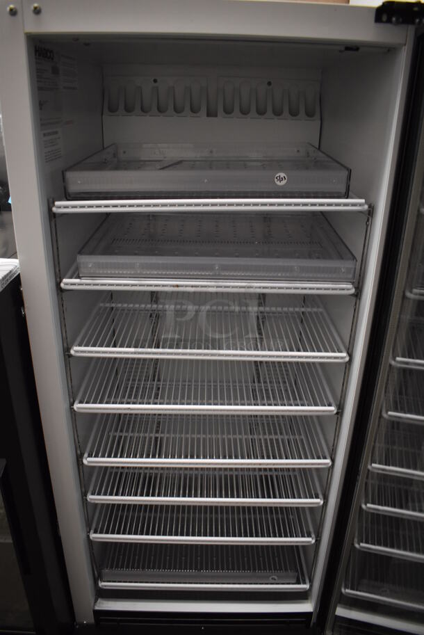 Habco SE12 Metal Commercial Single Door Reach In Cooler Merchandiser w/ Poly Coated Racks. 115 Volts, 1 Phase. 24x24x63. Tested and Working! - Image 4 of 5