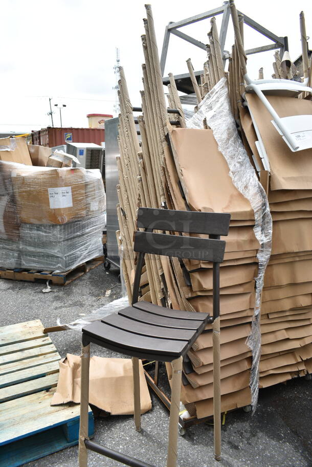 17 BRAND NEW! BFM Seating PH302BBR-BZ Bayview Barstool, Ladder Back, Synthetic Teak Wood Back & Seat, Outdoor/indoor, Powder Coated. 17 Times Your Bid! - Image 2 of 4