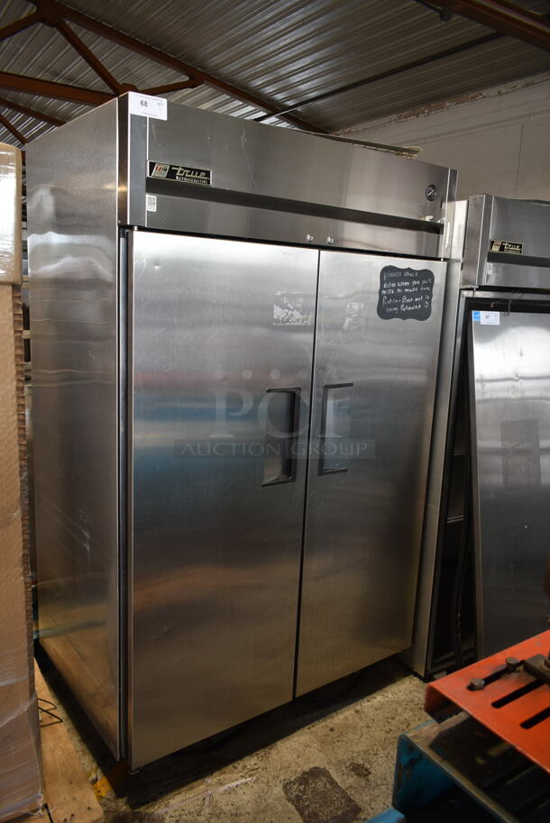 2011 True TG2R-2S ENERGY STAR Stainless Steel Commercial 2 Door Reach In Cooler w/ Poly Coated Racks on Commercial Casters. 115 Volts, 1 Phase. Tested and Working! - Image 1 of 8