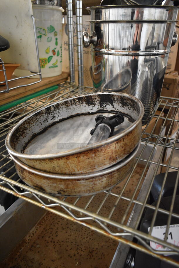 ALL ONE MONEY! Lot of Various Items Including Metal Ice Buckets, Sifter and Round Baking Pans.  - Image 2 of 6