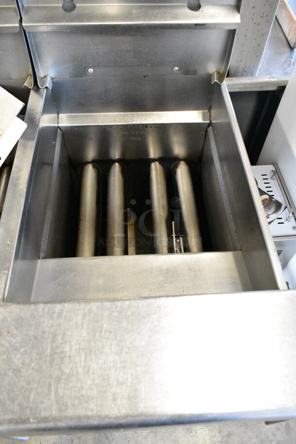 Pitco Frialator SGH50 Stainless Steel Commercial Floor Style Natural Gas Powered Deep Fat Fryer on Commercial Casters. 80,000 BTU.  - Image 9 of 10