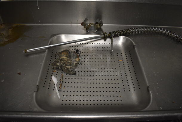 Stainless Steel Commercial Right Side Dirty Side Dishwasher Table w/ Under Shelf and Dish Caddies. 113x30x44.5. BUYER MUST REMOVE. (kitchen)   - Image 3 of 6