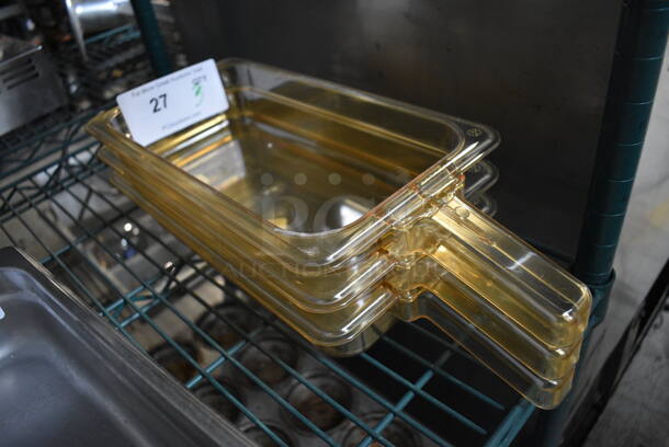 3 Amber Colored Poly 1/3 Size Drop In Bins w/ Handle. 1/3x2. 3 Times Your Bid! - Image 3 of 3