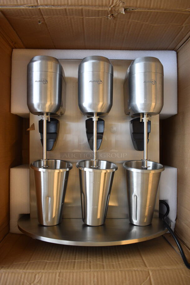 BRAND NEW IN BOX! Avamix Model DM-B-30C Stainless Steel Commercial Countertop 3 Head Drink Mixer. 120 Volts, 1 Phase. 18x12x20 - Image 4 of 7