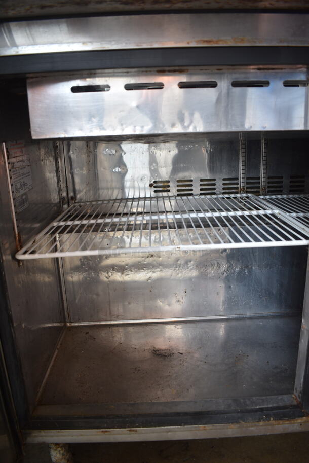 Asbury MCR-48M Stainless Steel Commercial Sandwich Salad Prep Table Bain Marie Mega Top on Commercial Casters. 115 Volts, 1 Phase. Tested and Powers On But Does Not Get Cold - Image 4 of 5