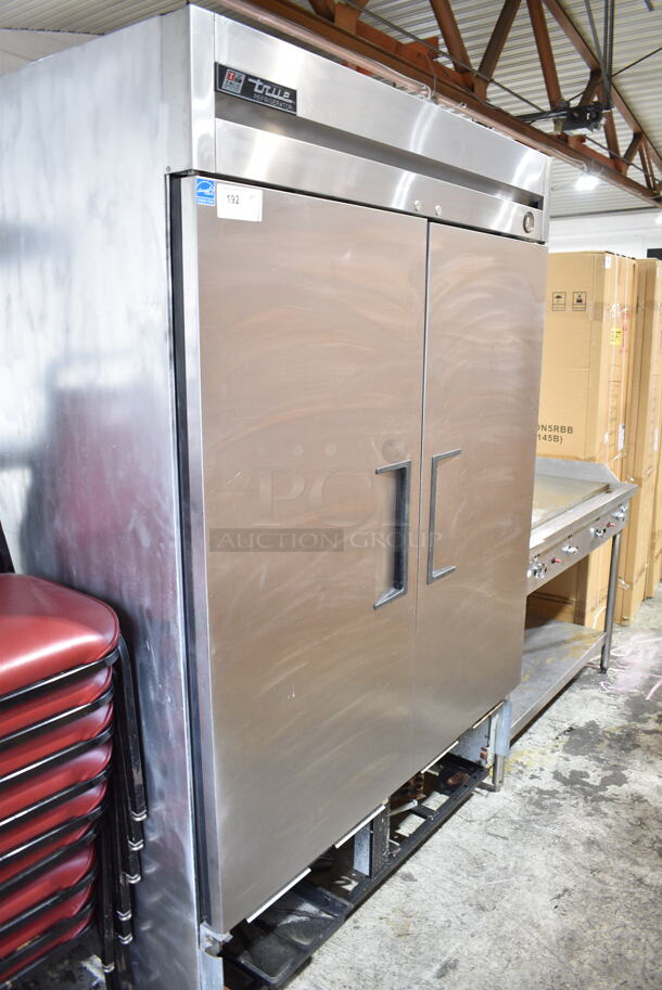 True T-49 ENERGY STAR Stainless Steel Commercial 2 Door Reach In Cooler on Commercial Casters. 115 Volts, 1 Phase. Tested and Working! - Image 1 of 6