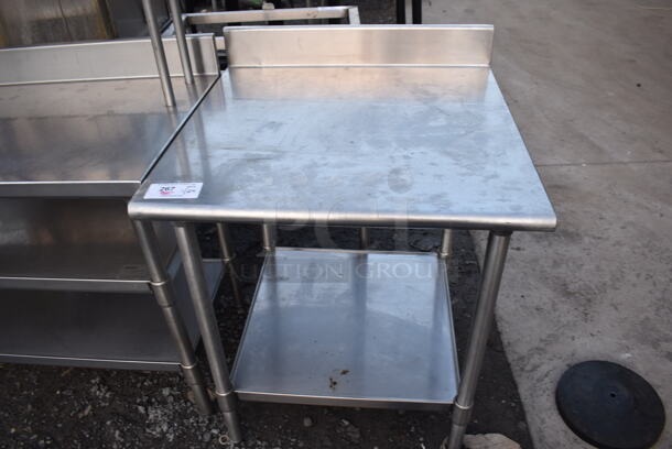 Stainless Steel Commercial Table w/ Back Splash and Metal Under Shelf. 30x30x40