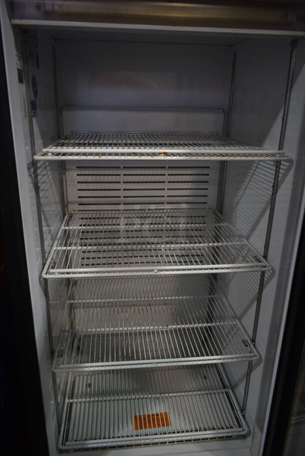 Frigoglass MC300-V2L Metal Commercial Single Door Reach In Cooler Merchandiser w/ Poly Coated Racks on Commercial Casters. 115 Volts, 1 Phase.  Tested and Working! - Image 2 of 4