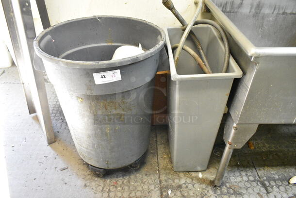 2 Various Poly Trash Can; 1 Slim Jim and 1 on Dolly. 2 Times Your Bid! (kitchen) - Image 1 of 2