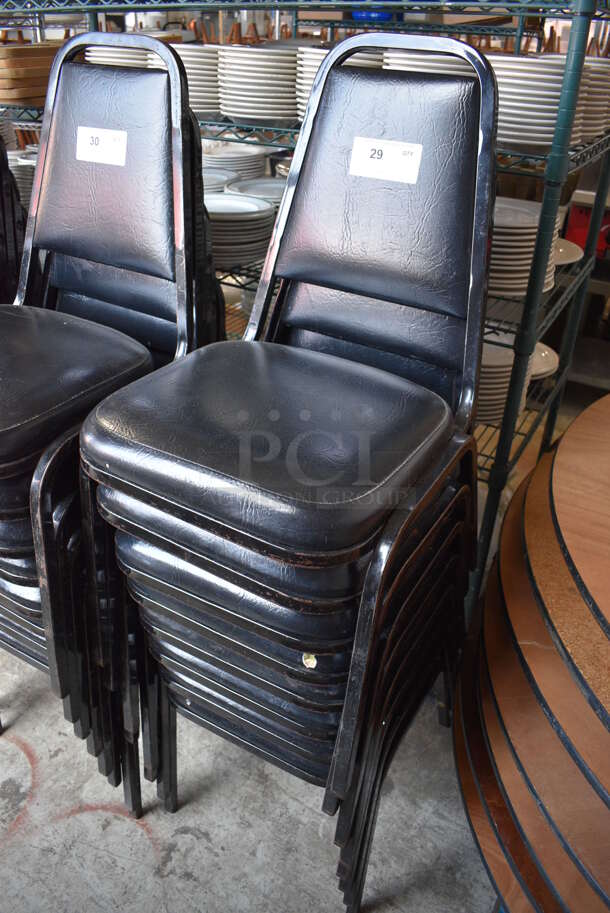 8 Black Metal Stackable Banquet Chairs w/ Black Cushions. 18x20x34. 8 Times Your Bid! - Image 2 of 4