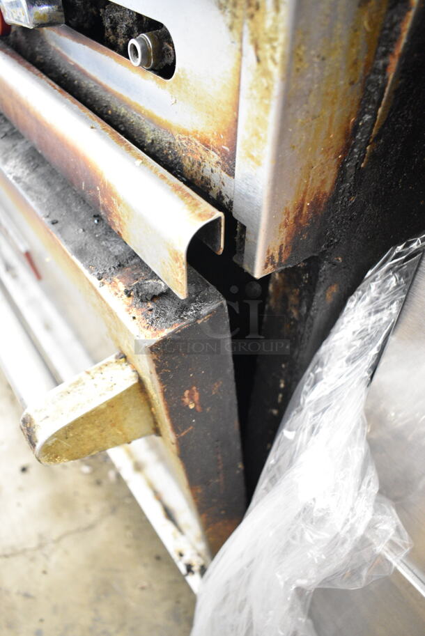 Vulcan Stainless Steel Commercial Natural Gas Powered 10 Burner Range w/ 2 Oven, Over Shelf and Back Splash.  - Image 6 of 7