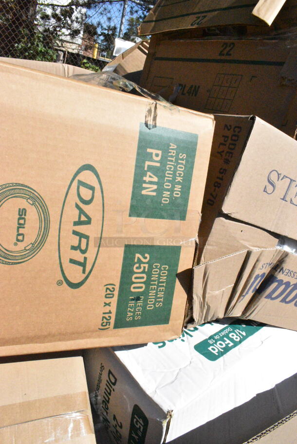 20 BRAND NEW Boxes Including Solo PL4N Large Clear Plastic Souffle, 5002DNAP Choice White 2-Ply Dinner Napkin 17" x 15" - 3000/Case, Commercial Casters. 20 Times Your Bid! - Image 4 of 12