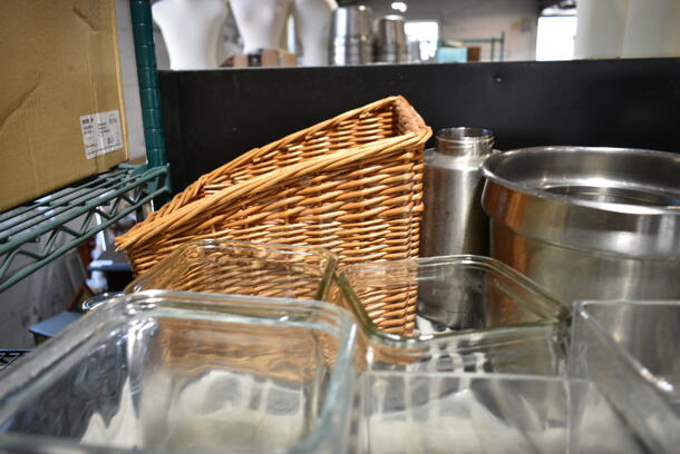 ALL ONE MONEY! Tier Lot of Various Items Including Metal Bins and Glass Bottles.  - Image 3 of 9