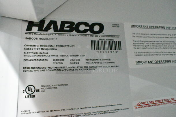 2019 Habco SE18 Metal Commercial Single Door Reach In Cooler Merchandiser w/ Poly Coated Racks. 115 Volts, 1 Phase. Tested and Working! - Image 6 of 6