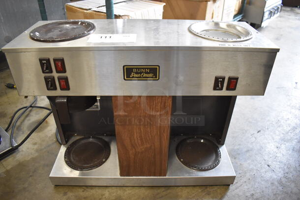 Bunn VPS Stainless Steel Commercial Countertop 2 Burner Coffee Machine w/ Poly Brew Basket. 120 Volts, 1 Phase. 23x8x19