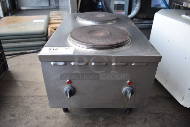 Cecilware EL-24 SH Stainless Steel Commercial Countertop Electric Powered 2 Burner Hot Plate Range. Missing 1 Leg. 240 Volts, 1 Phase. 15x24x13