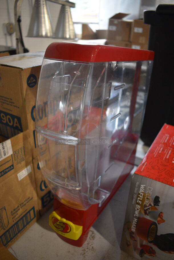 Jelly Belly Clear and Red Poly Hopper. 4x16.5x18.5 - Image 2 of 3