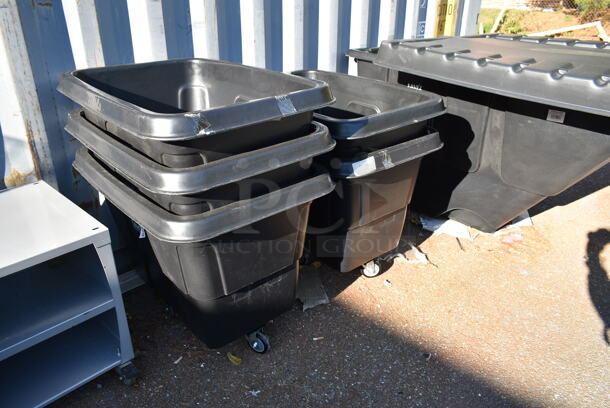 5 BRAND NEW SCRATCH AND DENT! Rubbermaid Black Poly Bins on Commercial Casters. 5 Times Your Bid! - Image 2 of 4