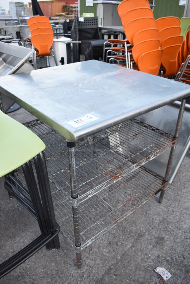 Stainless Steel Table w/ 2 Wire Under Shelves. 30x32x34 - Image 4 of 4