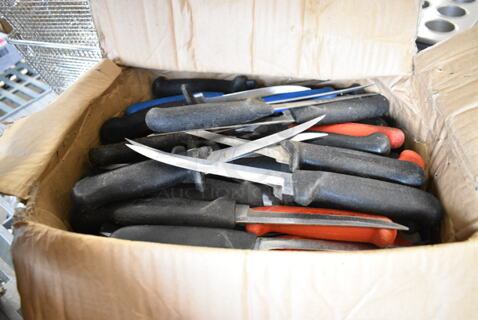 65 SHARPENED Stainless Steel Knives Including Boning/Fillet Knives. 65 Times Your Bid! 