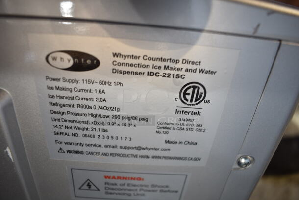 BRAND NEW SCRATCH AND DENT! Whynter IDC-221SC Countertop Direct Connection 26lb per day Ice Maker and Water Dispenser – Silver. 115 Volts, 1 Phase. Tested and Working! - Image 5 of 5