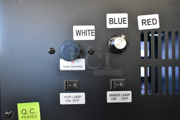 BRAND NEW SCRATCH AND DENT! Galaxy 177GDN5RBB Metal Commercial Single Door Reach In Cooler Merchandiser w/ Poly Coated Racks and Red, White, and Blue LED Lighting. 110-120 Volts, 1 Phase. Tested and Working! - Image 6 of 7
