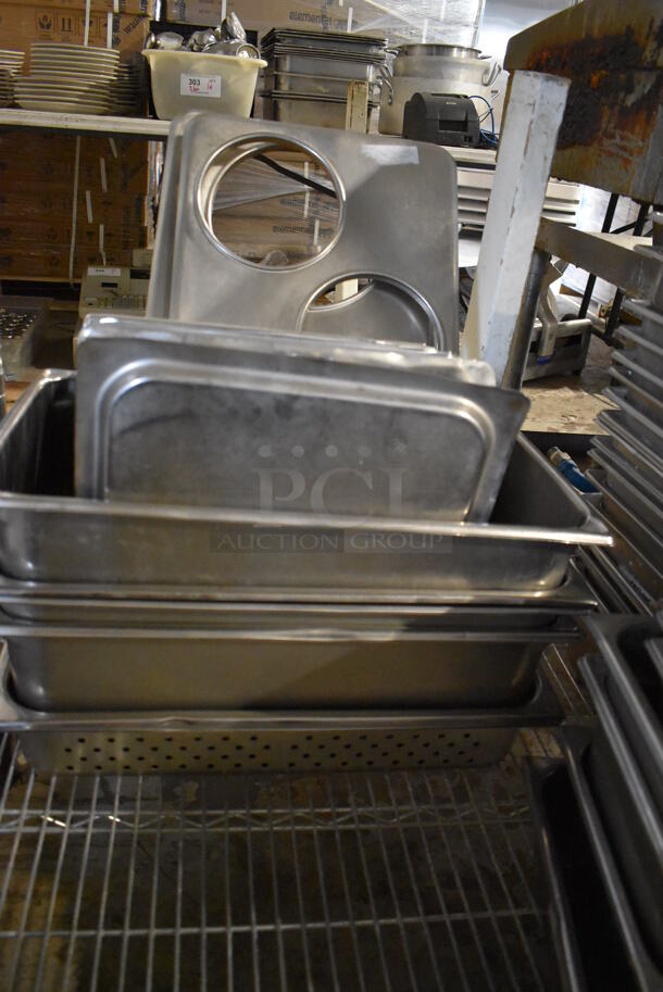 ALL ONE MONEY! Lot of 14 Stainless Steel Drop In Bins, 20 Stainless Steel Drop In Bin Lids and 2 Adapters. Includes 1/1x4, 1/2x6, 1/6x6 - Image 3 of 6